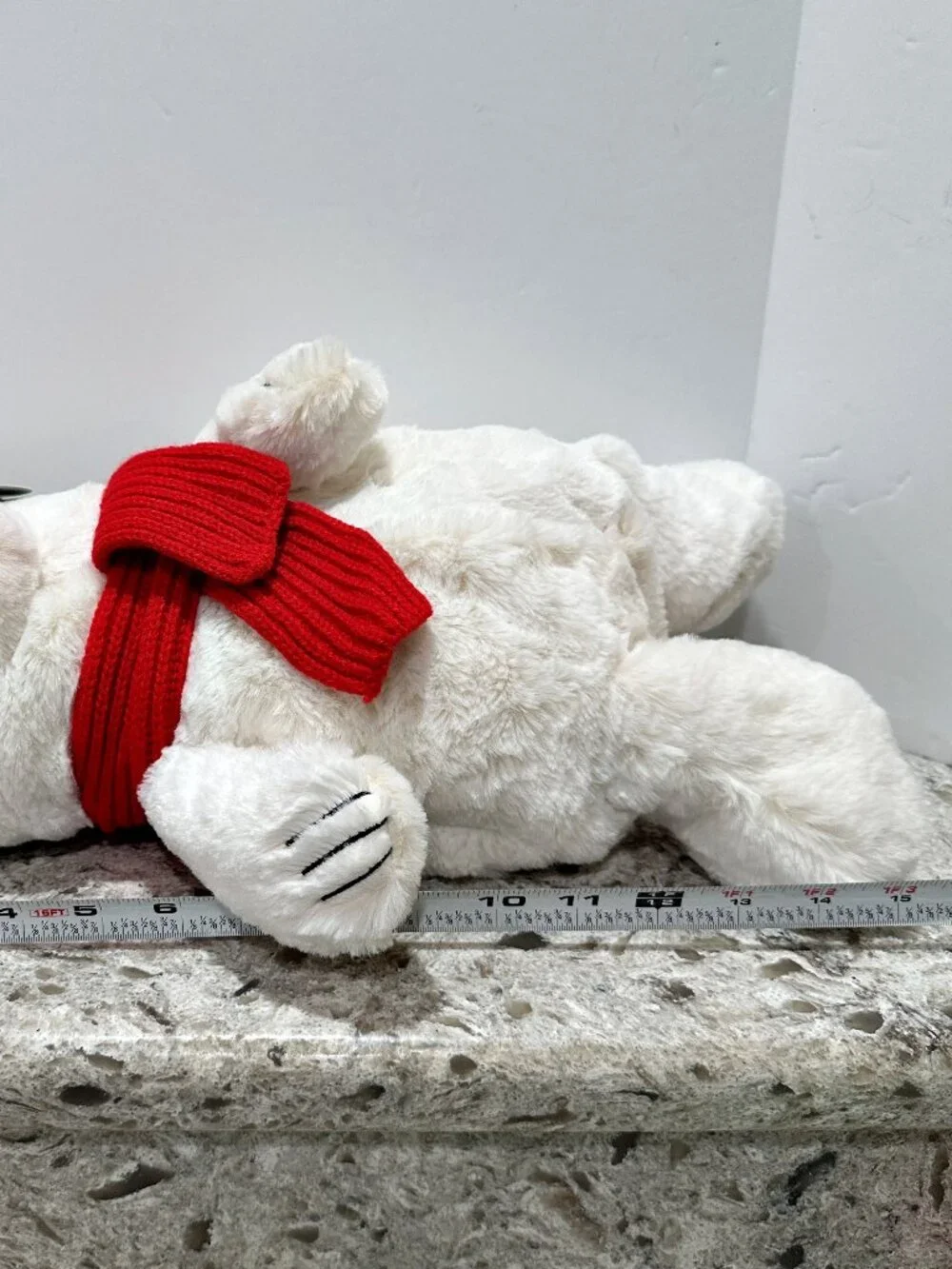 Giggle Scape White Polar Bear Plush Red Scarf Soft Stuffed Animal 15